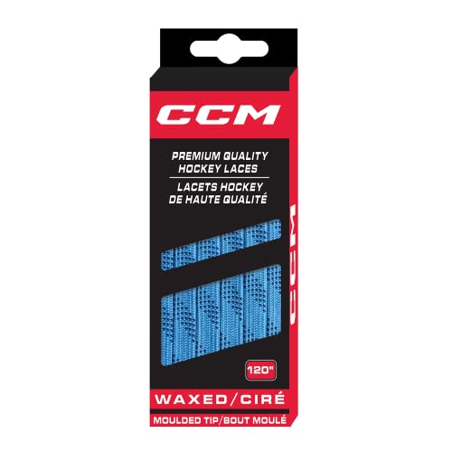 CCM Hockey Waxed Moulded Tipped Laces (Columbia Blue/Navy, 108