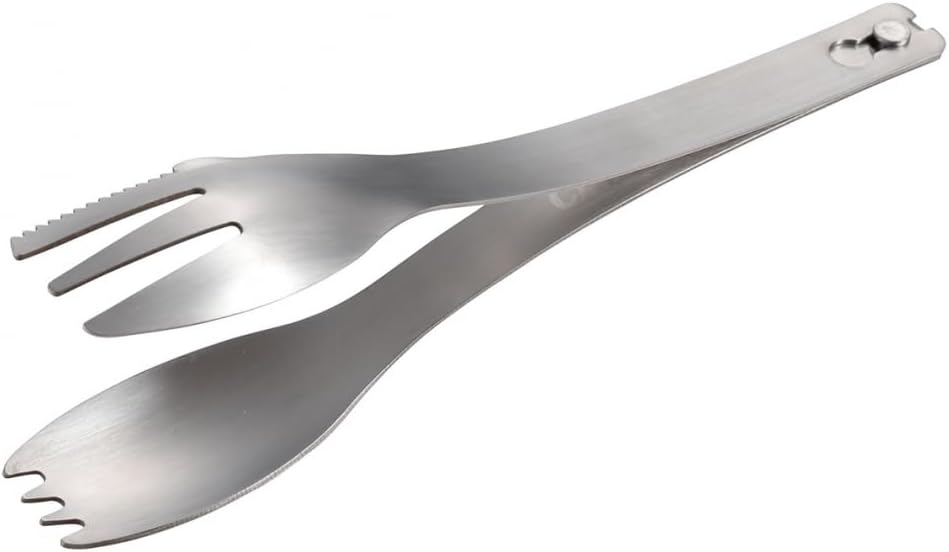 Captain Stag UG-3268 Spoon Fork Knife Tongs Solo Cutlery Tongs Multifunctional Cutlery Length 7.5 inches (19 cm) Stainless Steel Storage Bag Included