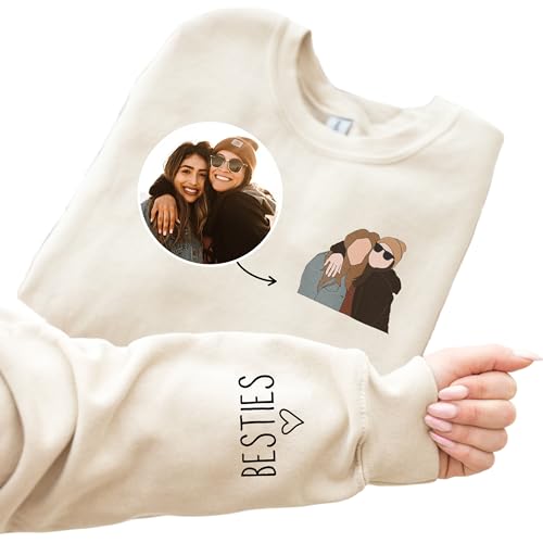MY4LOVE Custom Portrait from Photo Bestie Sweatshirt,Custom Portrait Art Bestie Sweatshirt, Gifts...