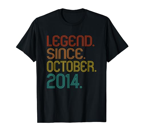 Legend Since October 2014 Men Women 2014 Years Old Birthday Camiseta