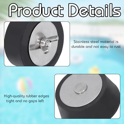 Pool Stopfen, 2 Stück 38-51mm Robust Langlebig Pool Winterstopfen, Edelstahl Winterstopfen Mit Schmetterlingsmutter aus Edelstahl, Pool Stopfen Winter Für Schwimmbadabläufe – Bild 4