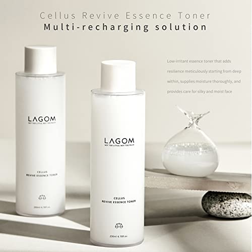 Lagom Cellus Revive Essence Toner Natural Nurturing Replenishment With 3-Layer Hyaluronic Acid Chamomile Lavender Face Calming Soothing Herbal Nutrition Sensitive Dry Oily All Skin 200Ml 6.76Oz #TOP1