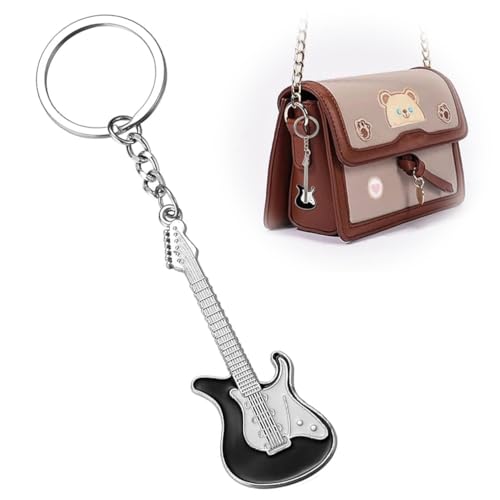 Fc'Noqgn Porte-clés Guitare Rock Guitare électrique Musique Basse, Porte-clés Instrument de musique, Pendentif Clé, Décoration Cadeau Pendentif Guitare...