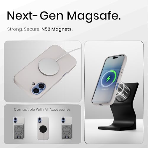 Image of CASEGEAR Silicone Snap Fit Back Cover Case Compatible with iPhone 17 | 8 Feet Drop Protection | Compatible with MagSafe | 360 Protection | Shockproof & Scratch Resistant | Stone