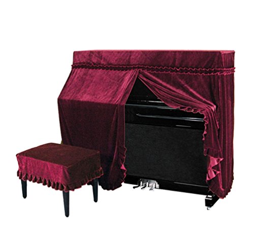 ZhiYuanAN Pleuche Piano Cover De Suave Y Duradero Plisado Dobladillo Tapa del Piano Cubierta A Prueba De Polvo para Piano (Detrás Cerca De 16 Inch,Sin La Cubierta De Heces) Rojo 118-131