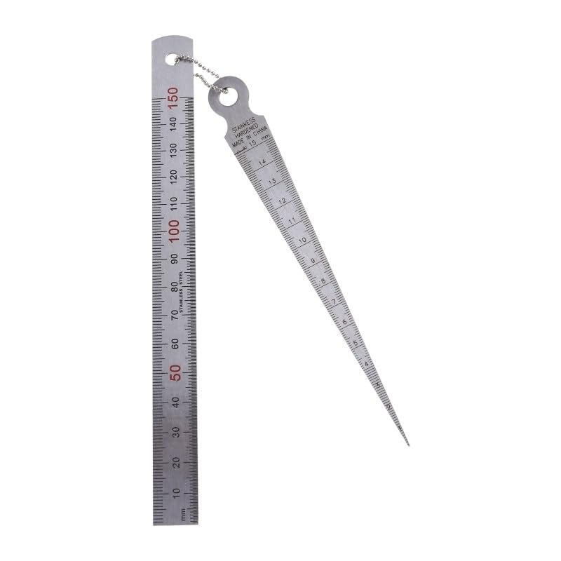 1pc Taper Gauge Depth Gap Ruler Wedge Feeler 1-15mm Stainless Steel Hole Inspection