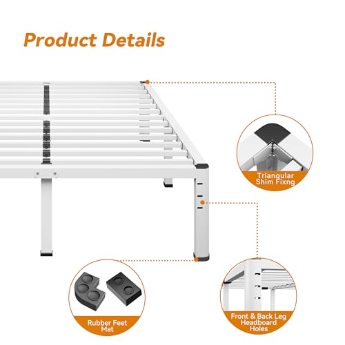 Image of NKZ Full Platform Bed Frame, 18 Inch Metal Bed Frame with Storage Space, No Box Spring Needed, Easy Assembly, Noise Free, 3,500 lbs Heavy Duty Steel Slats Support