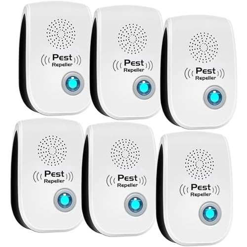 Pack 6 Repelente Ultrasónico Chinches de Cama sin Insecticida Anti Mosquitos Ahuyentador Cucarachas Arañas Ratas Eliminar Plagas de Insectos Moscas Trampa Hormigas Producto Eficaz