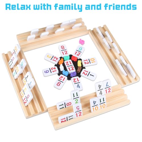 Set 4pz Bandejas de Dominó de Madera Mexican Train miniatura 4