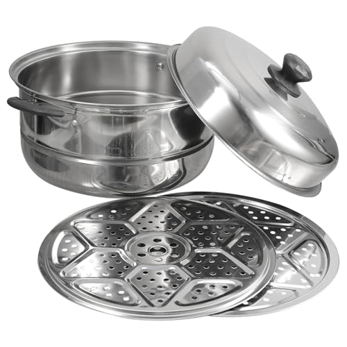 Sosoport Vaporera De Acero Inoxidable Olla De Vapor De Doble Para Utensilios De Cocina Al Vapor Para Preparar Sopas y Guisos Casa