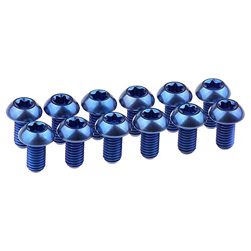 Wanyifa 12Pcs Ti Titanium Bolts Torx M5x10 Bicycle Bike Disc Brake Cycle Rotor Screws Gr5 (Blue)