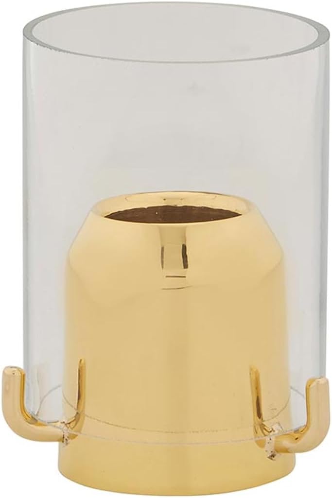Trinity Church Supply Candlestick Liners Inserts Holders Brass Tone Metal Candle Hi Polish Drip Cup with Glass Shield Follower Candle Accessories, 7/8 Inch Dia.