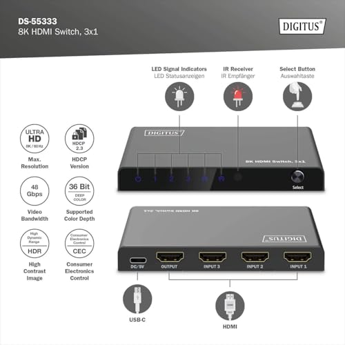 Digitus 8K Hdmi Switch. 3X1 - 2