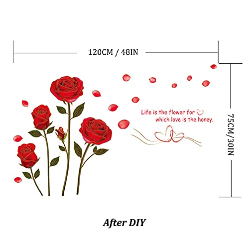 Vinilo decorativo de rosa roja de 120x75 cm miniatura 2