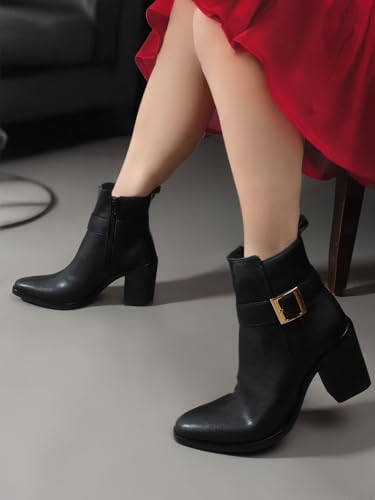 Image of Elle Women Stylish, Trendy, Comfortable Heeled Boot with extra cushion for Office, Party and Casual Use