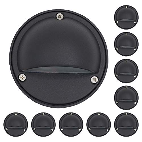 2W LED Deck Lights Landscape Lighting Landscape Lights Low Voltage Outdoor Deck Lighting Replaceable G4 LED Bulb 3000K Aluminum housing for Step, Pathway,Walkway,Deck,Yard Black, Pack of 10