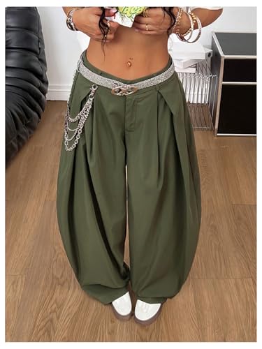 Milumia Women's Y2k Low Waist Wide Leg Baggy Pants Pleated Loose Fit Casual Trousers4