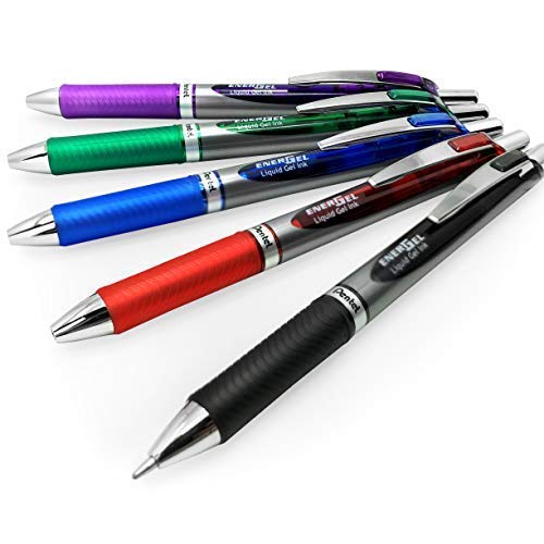Energel Bl80 Retractable Liquid Gel Ink Rollerball Pen - 1.0Mm - 1 Of Each Colour - Pack Of 5 #TOP10
