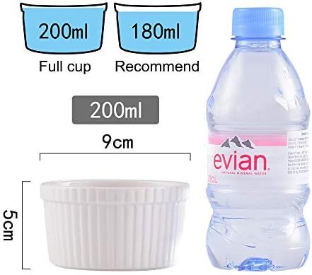 LOVECASA, Ramekin Dish Porcelana, Ramekin Forma do sufletu, kubek na deser do piekarnika, 6 sztuk x 200 CC