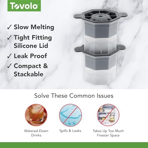 Tovolo Faceted Sphere Ice Mold 2 Pack Food Grade Stackable Slow Melting DIY Ice Ball For Cocktail Whiskey, Ice Mold Faceted Sphere BPA Free Large Ice Ball Maker for Bourbon Old Fashioned Cocktails - Thumbnail 5