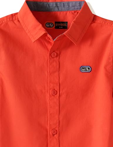 Image of Amazon Brand - Symbol Boys 100% Cotton Solid Casual Shirt | Half Sleeves | Regular Fit | Age 2-14 Years