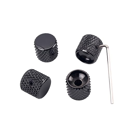GLSTOY Replace Old Guitar Knobs 4-Piece Flat Guitar Knobs Volume Tone Control Aluminum Alloy Gd139c