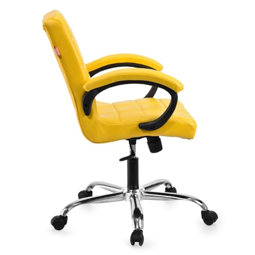 Image of GOYALSON Comfortable Revolving Office Chair Adjustable Swivel Chair with Padded Seat & Backrest for Home Office (1, Yellow, Standard)