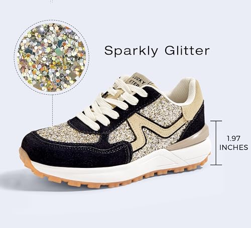 Image of LUCKY STEP Women's Retro Fashion Casual Sneakers | Platform Classic Trendy Trainning Anti-Slip Tennis Travel Walking Shoes