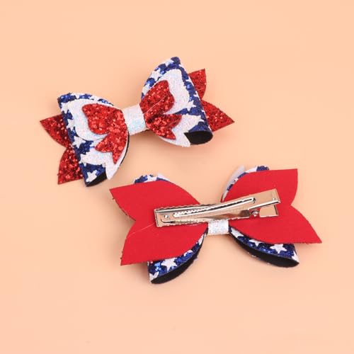 Pinzas para cabello con moños glitter patrióticos 2 piezas miniatura 3