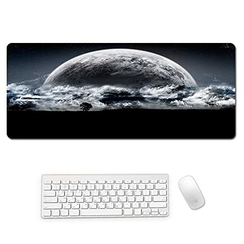 Grand tapis de souris gamer 1000x500 mm XXL gris motif nuages étoilé design 3D pour PC