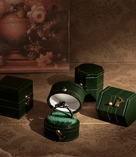 Taimy Vintage Ring Box Classical Victorian Style Decor Mini Jewelry Box, Handcrafted Antique Ring Box Dresser Tabletop Bedroom Decoration Pocket Size Small Keepsake Box(Oval, Green) #TOP2