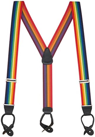 Suspender Store Novelty Rainbow Striped Suspenders - 1.5-Inch Wide Elastic - Y-Back - Button - 3 Sizes image 4