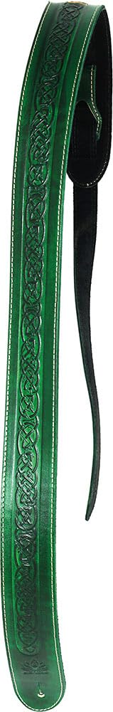 Ashbury Artisan EMBOSSED GUITAR STRAP. Green, at Hobgoblin Music
