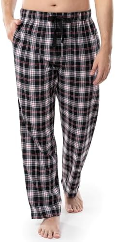 Fruit of the Loom Men's Yarn-dye Flannel Pajama Pant – Black Plaid, Large