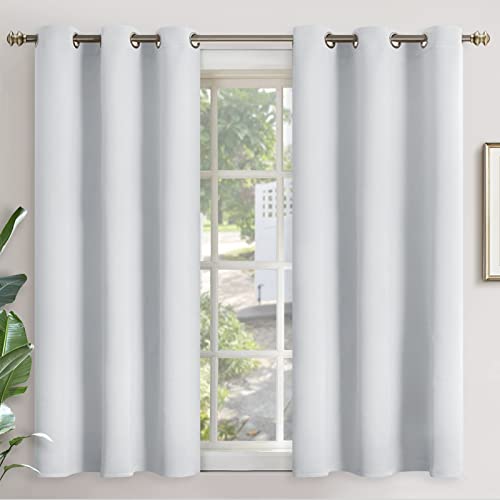 Image of YoungsTex Room Darkening Curtains 54 Inch Length for Bedroom - Thermal Insulated with Grommet Blackout Window Drapes for Short Living Room, 2 Panels, 42 x 54 Inch, Greyish White