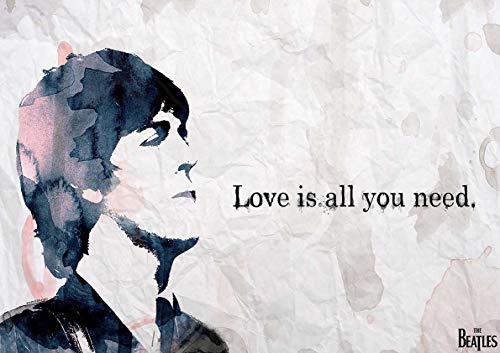 Poster The Beatles Love is All You Need Wall Art - Les Beatles, Paul McCartney, John Lennon, RIngo Starr, George Harrison Poster The Beatles Love is All You Need Wall Art