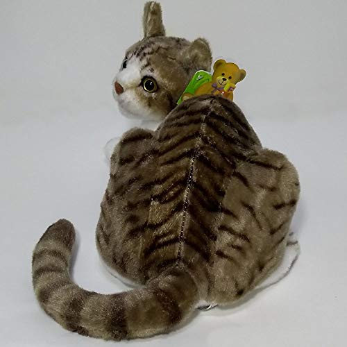Pelucia Gato Medio Realista Cinza Tigrado Rajado Deitado