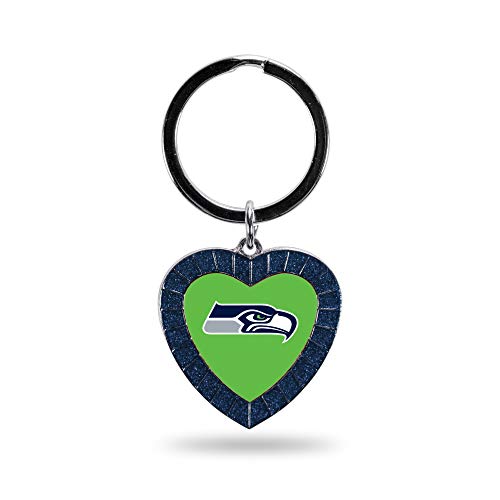 Rico Industries NFL Seattle Seahawks NFL Rhinestone Heart Colored Keychain,