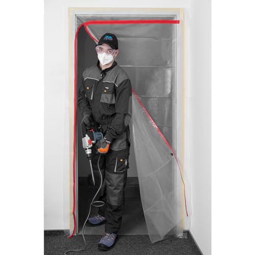NEO TOOLS Protección contra el polvo para puerta con cremallera, transparente, con cremallera, 1230 x 2240 mm