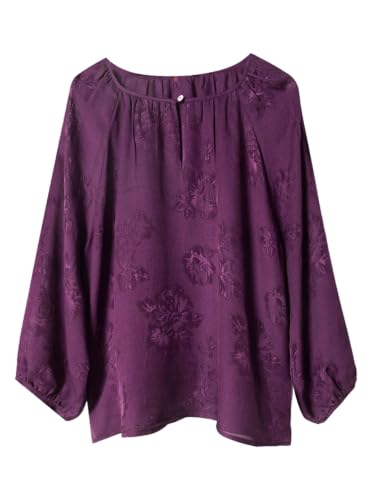 Chemisier en soie haut de gamme col bateau avec jacquard de pivoine luxe pour femme