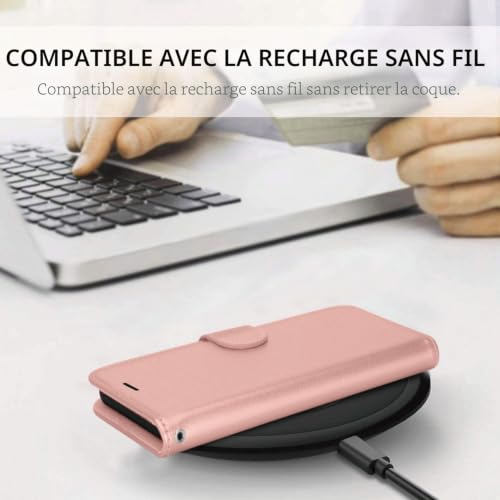 TECHGEAR Etui iPhone iPhone 12, iPhone 12 Pro Portefeuille, Housse en Cuir avec Rabat de Protection, Fentes pour Cartes, Béquille et Dragonne, Cuir PU Rose Gold Compatible avec iPhone 12/12 Pro 6.1" – vue 7