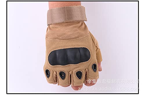 Follsy Outdoor Half-Finger Tactical Gloves Men And Women Military Fans Cs Cycling Sports Fitness Protective Gloves-Soft Shell Sand||M #TOP4