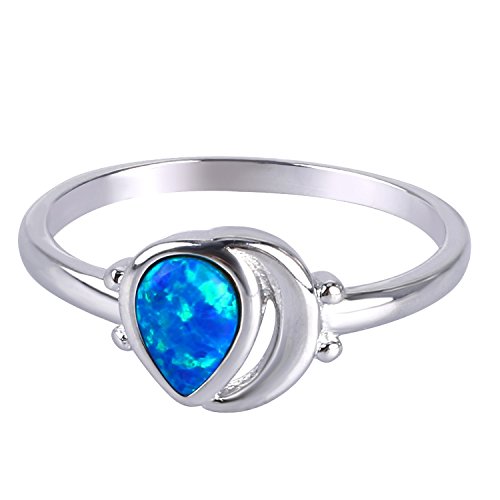 Preisvergleich Produktbild KELITCH Water-Drop Opal Ringe Frauen Hohl Unregelmäßige Silber Stapelringe Jubiläumsringe