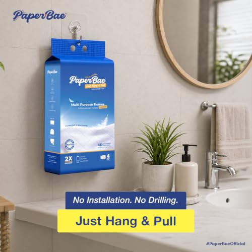 Image of IMPORTED Paperbae Advance Multi-Purpose Hanging Tissues, 4-Ply, 300 Pulls | Hang & Pull Design | 4D Embossed Texture | 100% Virgin Wood Pulp | 2X Stronger & Highly Absorbent