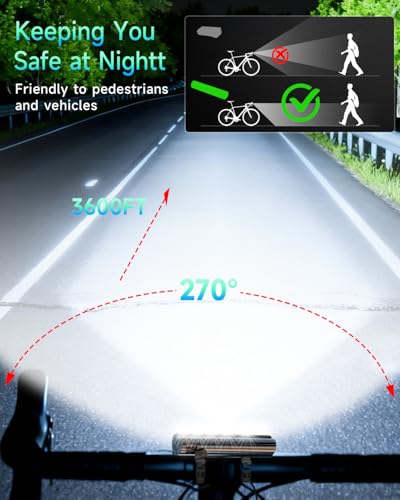 2026 Upgrade 10000 Lumen Bike Light,Super Bright LED Headlight,10+Modes,8000 mAh in/Out Put Rechargeable Bicycle Light,Runtime 72+hr, Aluminum Bracket,Waterproof Bike Headlight for Cycling,Mountain - Image 4