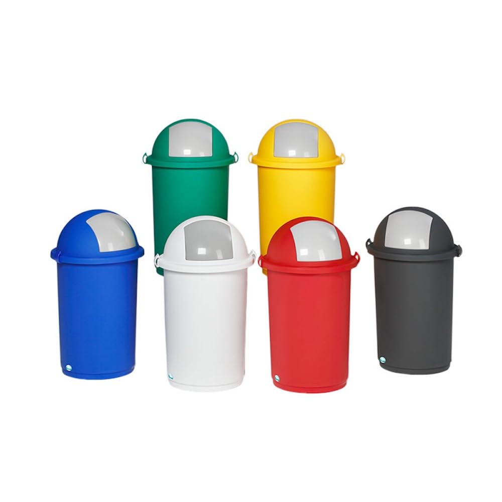 PROREGAL Robuster Abfallbehälter mit Einwurfklappe | 50 Liter, HxBxT 76x41x41cm | Kunststoff | Rot | Mülleimer Abfalleimer Müllkorb