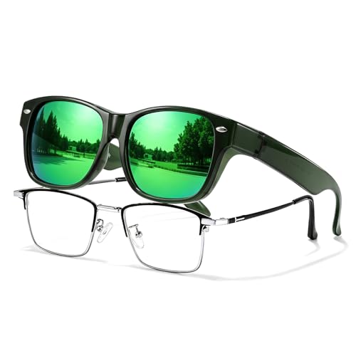 Image of TJUTR Polarized Fit Over Glasses Sunglasses for Men Women, Wrap Around UV400 Protection Sunglasses TS2611