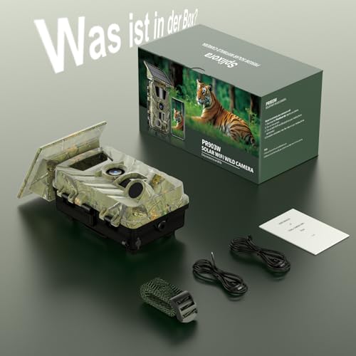 Splixora Wildkamera WLAN mit Handyübertragung App,Wildtierkamera mit Nachtsicht Bewegungsmelder,4K 60MP, Solar Eingebaute Lithiumbatterie 5200mAh,64GB SD Karte,0,1S Auslöser, IP66 Wasserdicht