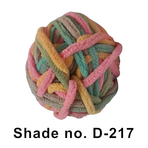 Image of VCR Sunset Hues Tri-Color, 100 Grams Hank, 60 Meters Length, Premium Polyester Ball for Crochet and Knitting, Pack of 1 Yarn, Soft and Bulky Fur Suitable for DIY