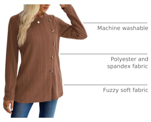 Image of XIEERDUO Long Sleeve Tops for Women Tunics Buttons Front Slit